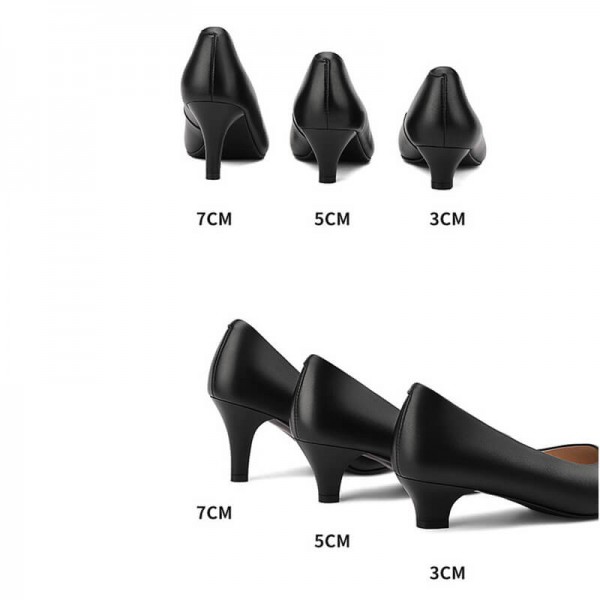 Size:4.5-10 Women Fashion Solid Color Plus Size Genuine Leather Heels