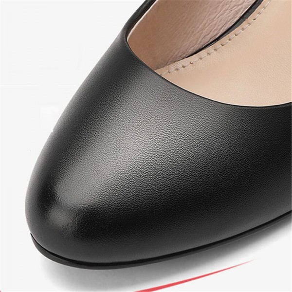 Size:4.5-10 Women Fashion Solid Color Plus Size Genuine Leather Heels