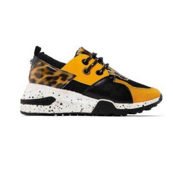 Size:4.5-11Women Casual Plus Size Leopard Printed Patchwork Lace Up Sneakers