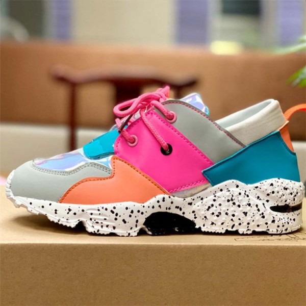 Size:4.5-11Women Casual Plus Size Leopard Printed Patchwork Lace Up Sneakers