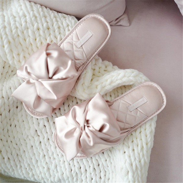 Size:5-8 Women Comfortable Bow Design Soft Sole House Slippers