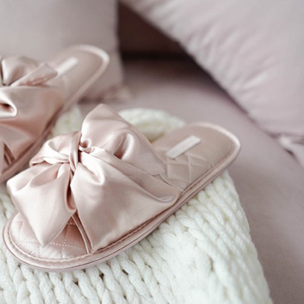 Size:5-8 Women Comfortable Bow Design Soft Sole House Slippers