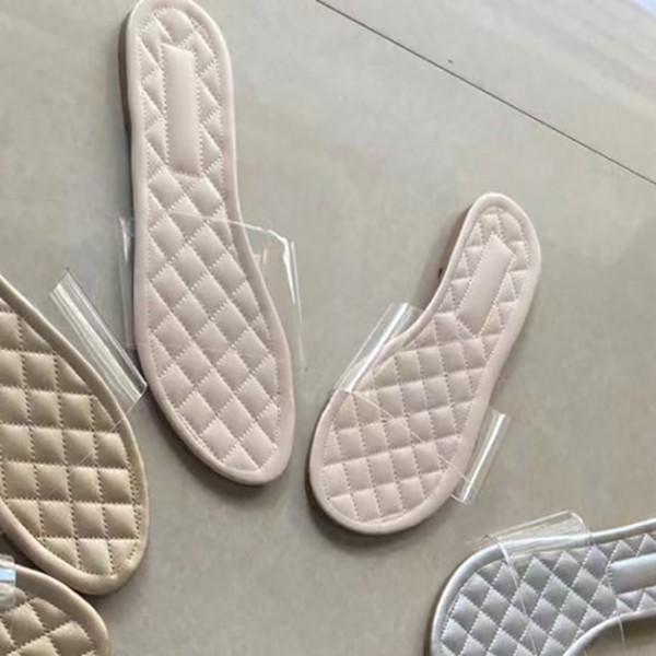 Size:5-11 Women Fashion Solid Color Stitching Argyle Slippers