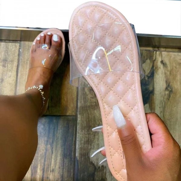 Size:5-11 Women Fashion Solid Color Stitching Argyle Slippers