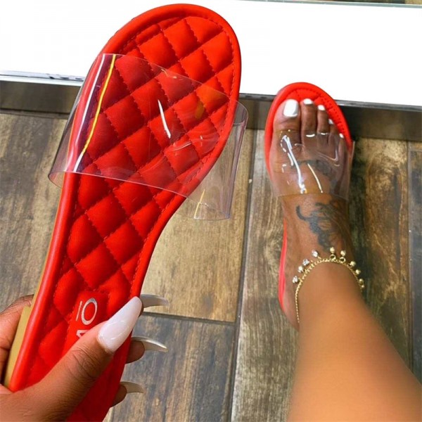 Size:5-11 Women Fashion Solid Color Stitching Argyle Slippers