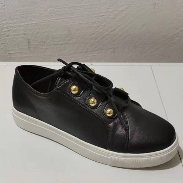 Size:5-11 Women Bigger Sizes Metal Decor Lace-up Loafers
