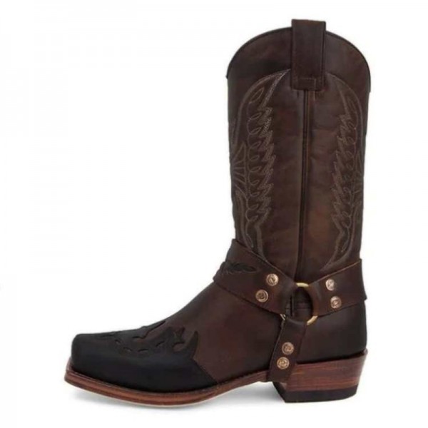 Size:4.5-11 Women Retro Plus Size Embroidery Warm Mid-Calf Boots