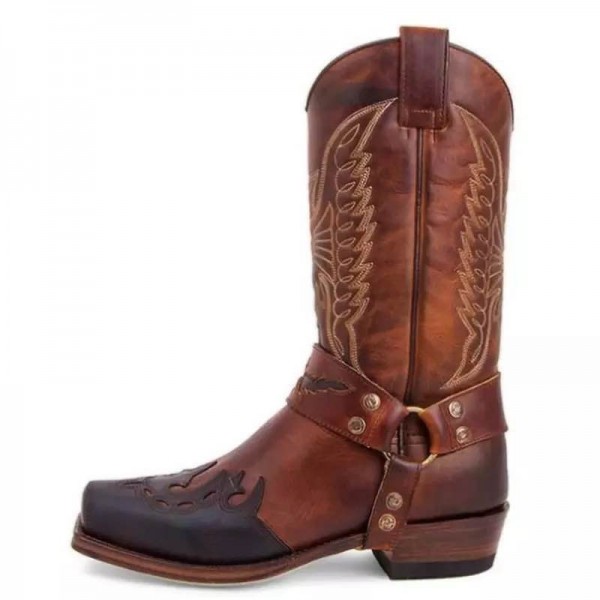 Size:4.5-11 Women Retro Plus Size Embroidery Warm Mid-Calf Boots