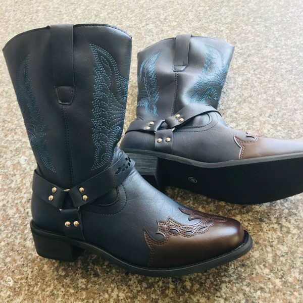 Size:4.5-11 Women Retro Plus Size Embroidery Warm Mid-Calf Boots