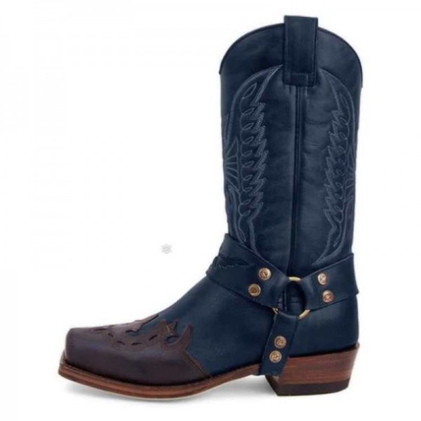 Size:4.5-11 Women Retro Plus Size Embroidery Warm Mid-Calf Boots