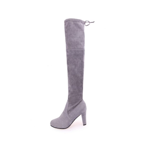 Size:4.5-11 Women Fashion Plus Size Suede Upper Block Over The Knee Boots