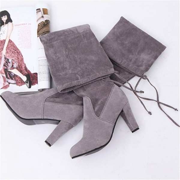 Size:4.5-11 Women Fashion Plus Size Suede Upper Block Over The Knee Boots