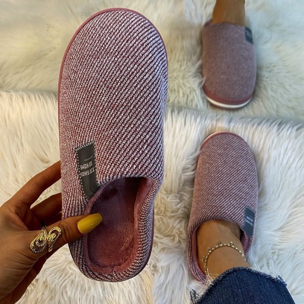 Women Winter Housewear Round Toe Thick-soled Warm Plush Slippers