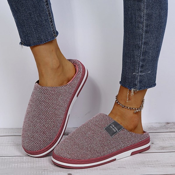 Women Winter Housewear Round Toe Thick-soled Warm Plush Slippers