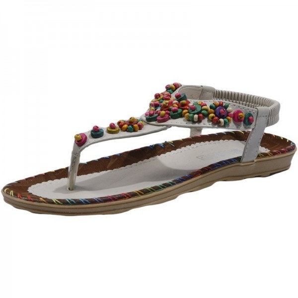 Women Spring Bohemia Flip Flops Beaded Beach Flat Sandals