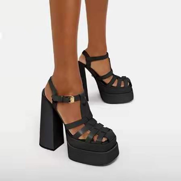 Spring And Summer Women Ankle Strap Buckle Platform Super High Heel Gladiator Sandals
