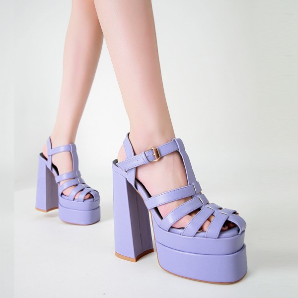 Spring And Summer Women Ankle Strap Buckle Platform Super High Heel Gladiator Sandals