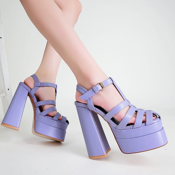 Spring And Summer Women Ankle Strap Buckle Platform Super High Heel Gladiator Sandals