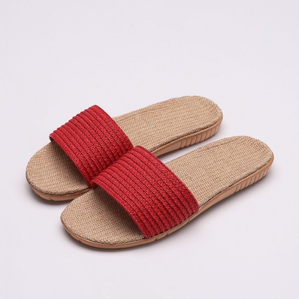 Size 4.5-8.5 Fashion Handmade Candy Color Rattan Woven Linen Slippers Shoes