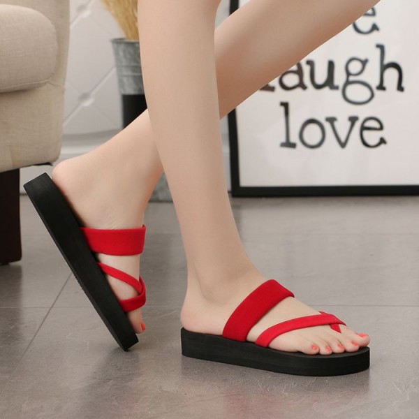 Size 4.5-11 Hot Sale Women Solid Color Toe Ring Design Comfortable Flat Slippers Shoes