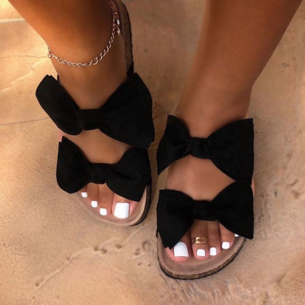 Size:6-11 Women Fashion Bow Decor Flats Slippers Shoes