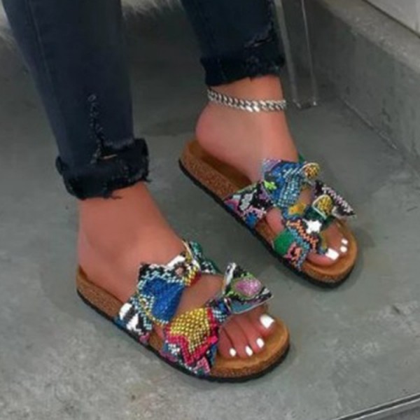 Size:6-11 Women Fashion Bow Decor Flats Slippers Shoes