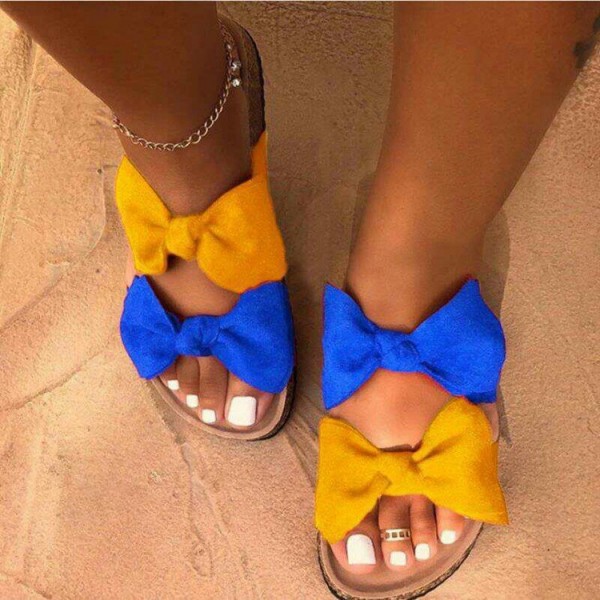 Size:6-11 Women Fashion Bow Decor Flats Slippers Shoes