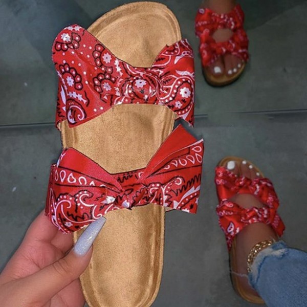 Size:6-11 Women Fashion Bow Decor Flats Slippers Shoes