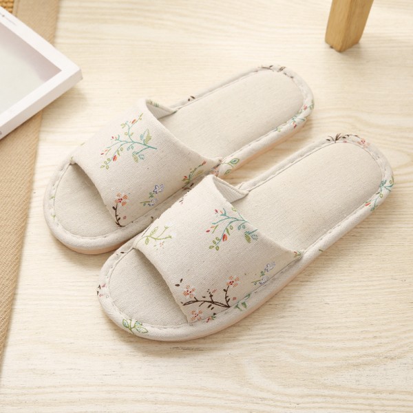 Floral Summer Fashion Non-Slip Indoor Household Linen House Slippers