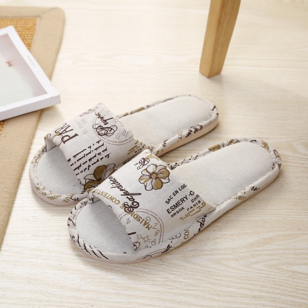 Floral Summer Fashion Non-Slip Indoor Household Linen House Slippers