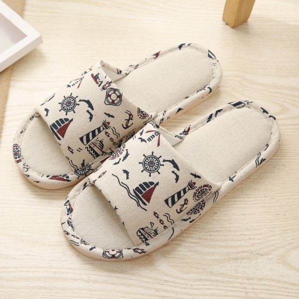 Floral Summer Fashion Non-Slip Indoor Household Linen House Slippers