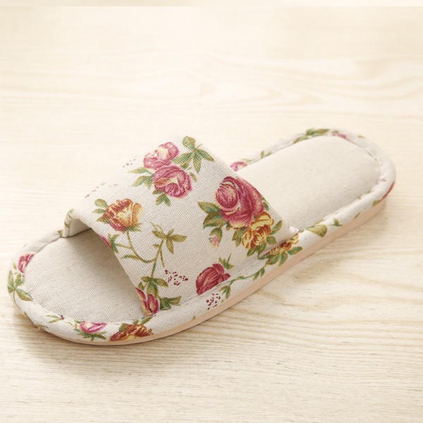 Floral Summer Fashion Non-Slip Indoor Household Linen House Slippers