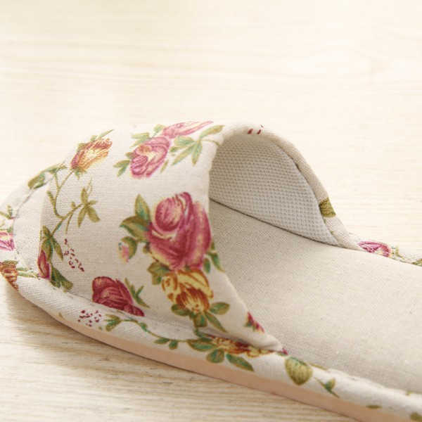 Floral Summer Fashion Non-Slip Indoor Household Linen House Slippers