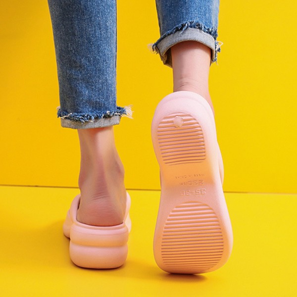 Women Fashion Casual Solid Color Wedge Platform Flip-Flops