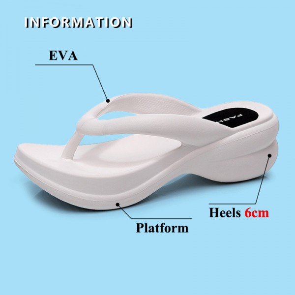 Women Fashion Casual Solid Color Wedge Platform Flip-Flops