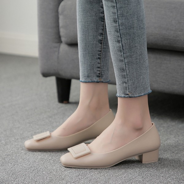Women Fashion Retro Square Buckle Plastic Loafers