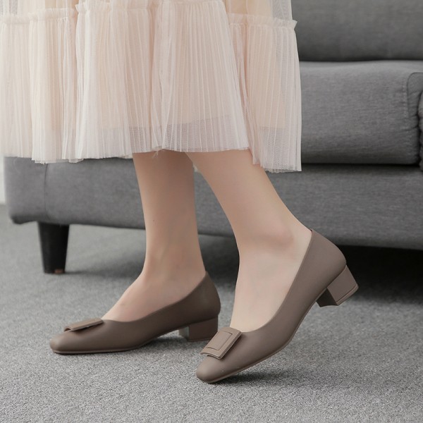 Women Fashion Retro Square Buckle Plastic Loafers