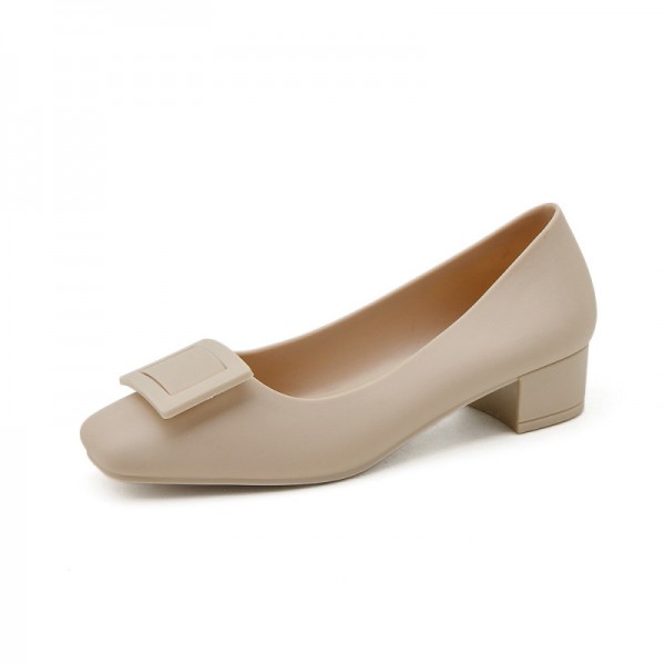 Women Fashion Retro Square Buckle Plastic Loafers