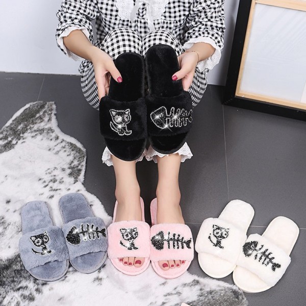 Women Fashion Suede Flat House Slippers