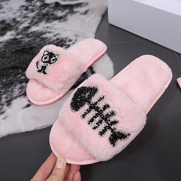 Women Fashion Suede Flat House Slippers