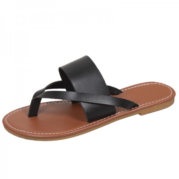 Plus Size Women Fashion Round Toe Flat Herringbone Flip Flops