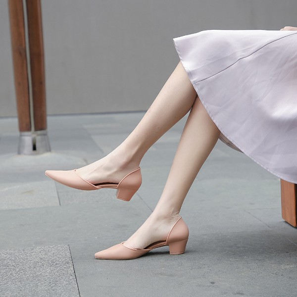 Women Fashion British Style Solid Color Pointed Loafers