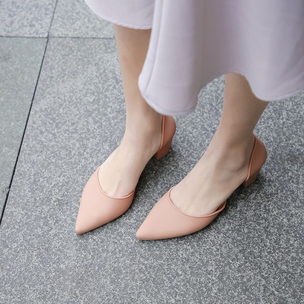 Women Fashion British Style Solid Color Pointed Loafers