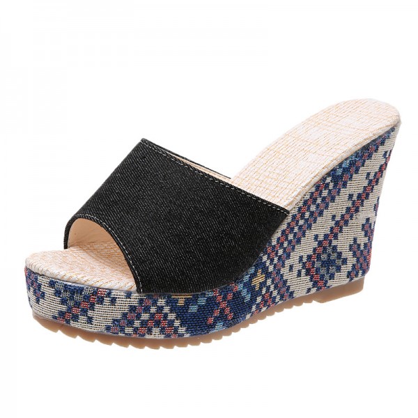 Women Fashion Plus Size Thick-Soled Wedge Heel Slippers