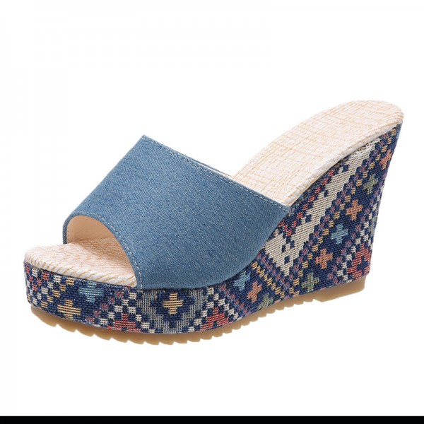 Women Fashion Plus Size Thick-Soled Wedge Heel Slippers