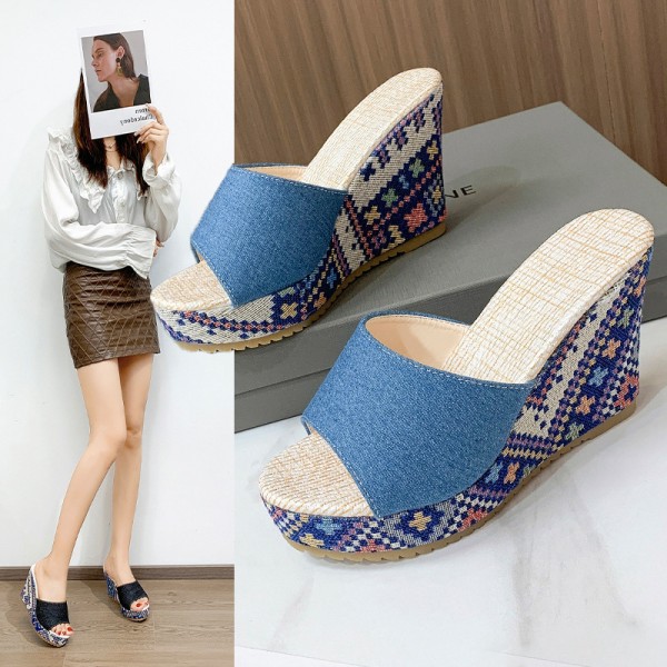 Women Fashion Plus Size Thick-Soled Wedge Heel Slippers