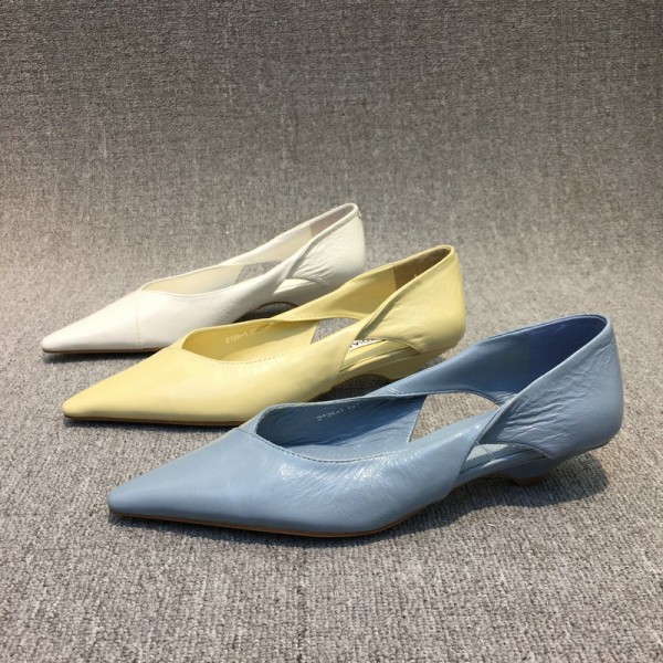 Women Fashion Solid Color Hollow PU Pointed Toe Loafers Work Shoes