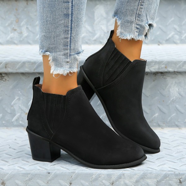 Women Fashion Plus Size Pointed Chunky Heel Short Boots
