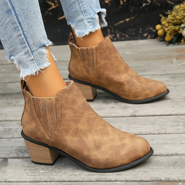 Women Fashion Plus Size Pointed Chunky Heel Short Boots