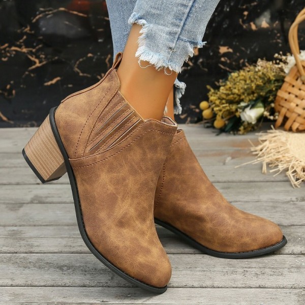 Women Fashion Plus Size Pointed Chunky Heel Short Boots